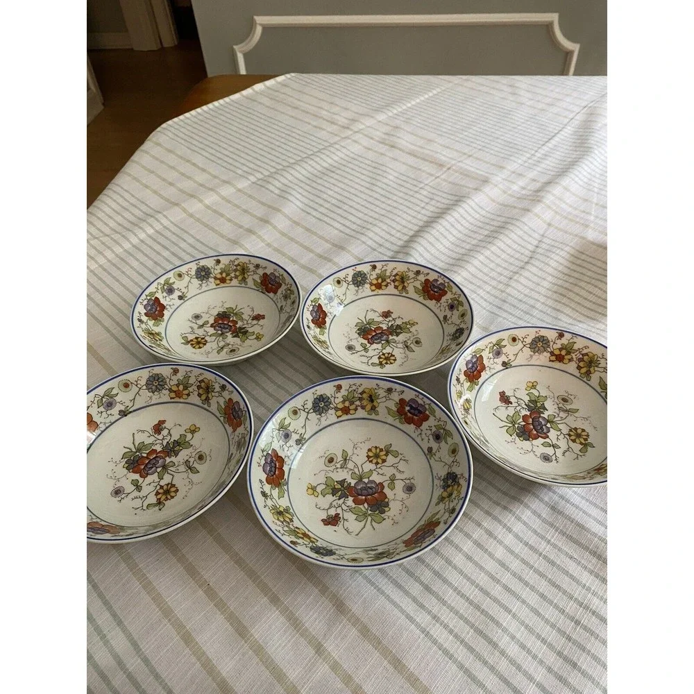 Set of 5 Vintage OG Germany Wildflowers 5” Soup / Salad Dessert Bowl